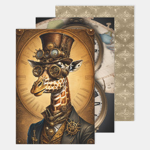 Steampunk Animal Collection - Giraffe Decoupage Inpakpapier Vel