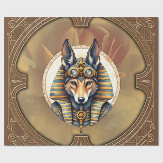 Steampunk Anubis Fox Portrait Cadeaupapier (Vlak)