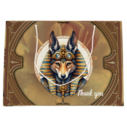 Steampunk Anubis Fox Portrait Groot Cadeauzakje (Voorkant)