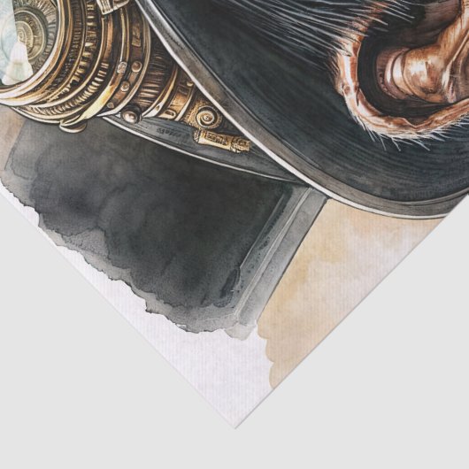 Steampunk Ape Waterverf Art Tissuepapier (Detail)