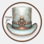  Steampunk Aqua en Copper Top Hat Ronde Sticker (Voorkant)