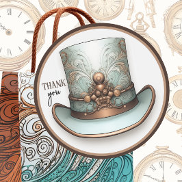  Steampunk Aqua en Copper Top Hat Ronde Sticker