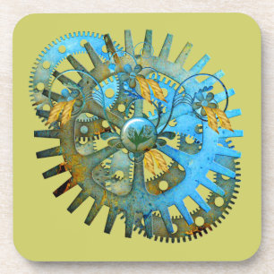 Steampunk Aqua Gear Collage Onderzetters