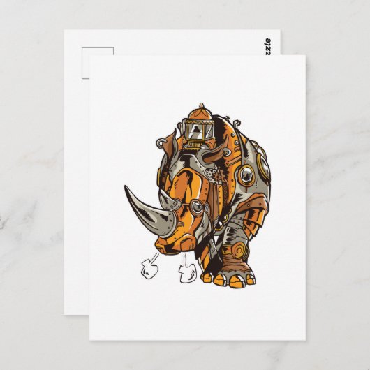 Steampunk Armor RHINO Mechanical Geek Chic Briefkaart (Voorkant / Achterkant)