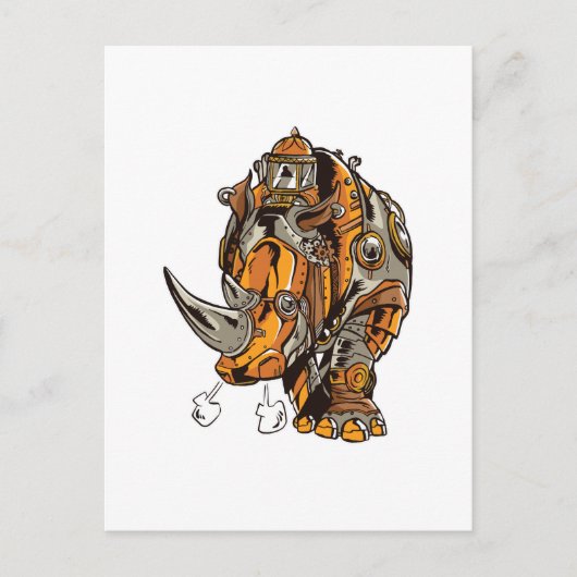 Steampunk Armor RHINO Mechanical Geek Chic Briefkaart (Voorkant)