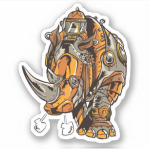 Steampunk Armor RHINO Mechanical Geek Chic Sticker