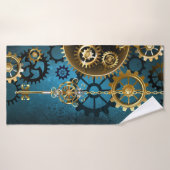 Steampunk Arrière - plan turquoise avec Gears (Serviette de bain)