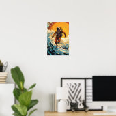 Steampunk Astronaut Surfen in Sci-Fi Surrealisme P Poster (Thuiskantoor)