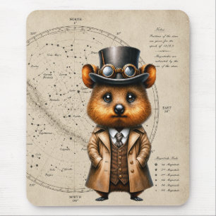 Steampunk Astronoom Quokka met Sterrenbeeldkaart Muismat