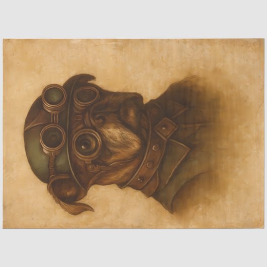 Steampunk Aviator Pug Decoupage Tissuepapier (Voorkant)