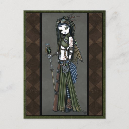 Steampunk Aviatrix Fairy Briefkaart "Cloud Burst" (Voorkant)