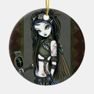Steampunk Aviatrix Fairy Ornaments "Cloud Burst" Keramisch Ornament
