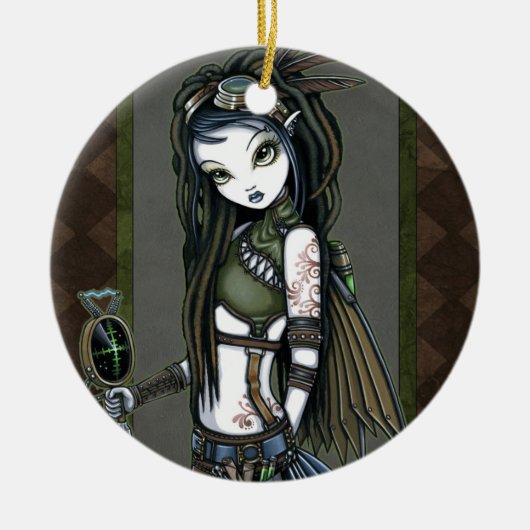 Steampunk Aviatrix Fairy Ornaments "Cloud Burst" Keramisch Ornament (Voorkant)