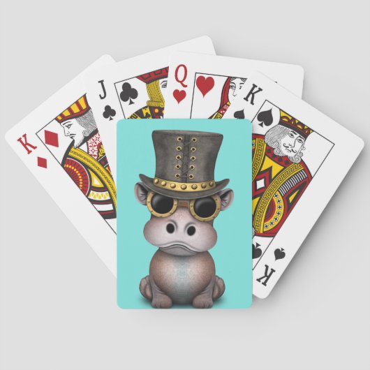 Steampunk Baby Hippo Pokerkaarten (Achterkant)