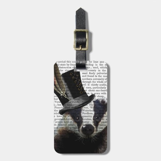 Steampunk Badger in Top Hat Bagagelabel (Voorkant verticaal)