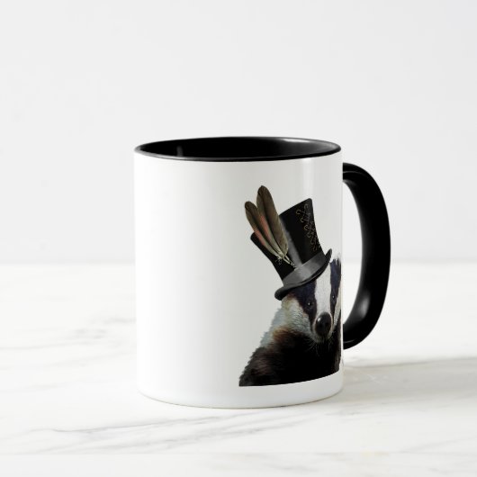 Steampunk Badger in Top Hat Mok (Voorkant rechts)