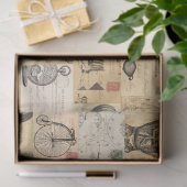 Steampunk ballon en Briefkaart Ephemera Weefselpap Tissuepapier (Geschenk)