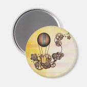 Steampunk Balloon Antiek Geel Magneet (Voorkant / Achterkant)