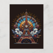 Steampunk Bastille Day Eiffeltoren Briefkaart (Voorkant)