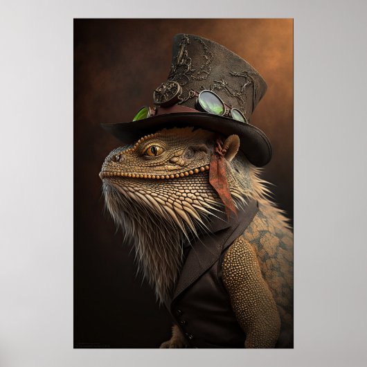 Steampunk Bearded Dragon Poster (Voorkant)