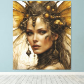 Steampunk Bee Insecte Vrouw Tapestry Canvas Afdruk (Insitu (Houten vloer))