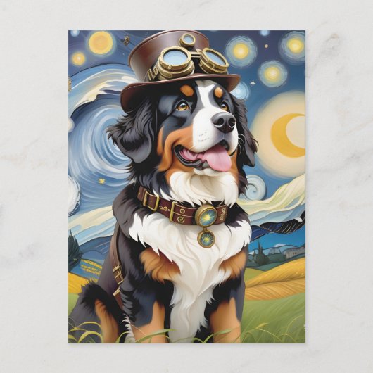 Steampunk Berner Berghond Briefkaart (Voorkant)