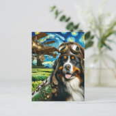 Steampunk Berner Berghond Van Gogh Briefkaart (Staand voorkant)