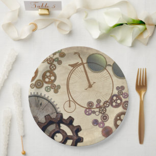 Steampunk Bicycle Borden voor  papier Papieren Bordje