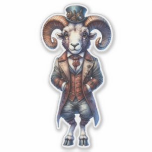 Steampunk Bighorn Sheep Transparant Sticker