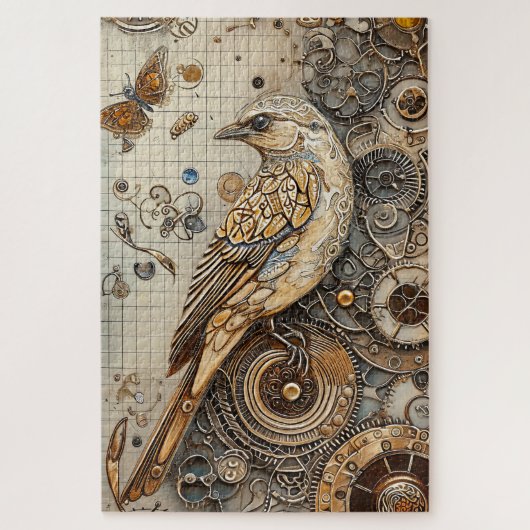 Steampunk Bird Art moeilijk Legpuzzel (Verticaal)