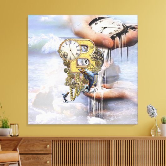 Steampunk Birthday letter B Canvas Afdruk (Insitu (Woonkamer))