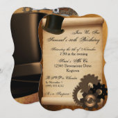 Steampunk Birthday Party Invitation Kaart (Voorkant / Achterkant)