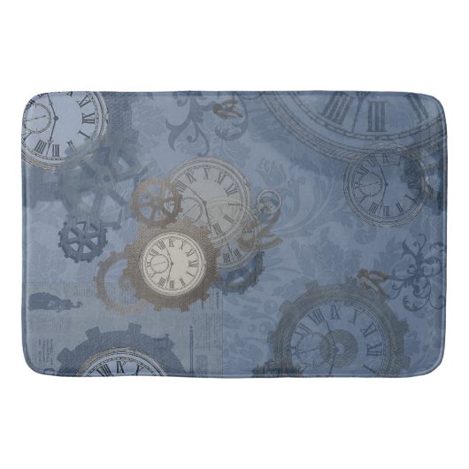 Steampunk blauw afdrukken badmat (Voorkant)