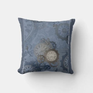 Steampunk blauwdruk kussen