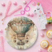  Steampunk Blauwe Hete Luchtballon (2) Papieren Bordje (Feest)