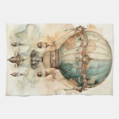 Steampunk Blauwe Hete Luchtballon (2) Theedoek (Horizontaal)