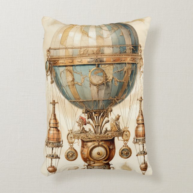  Steampunk Blauwe Hete Luchtballon (3) Accent Kussen (Voorkant(Verticaal))