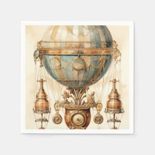 Steampunk Blauwe Hete Luchtballon (3) Servet