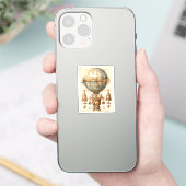 Steampunk Blauwe Hete Luchtballon (3) Sticker (Telefoon)