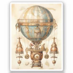  Steampunk Blauwe Hete Luchtballon (3) Sticker