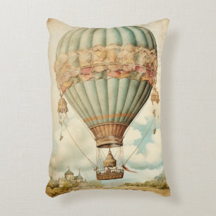 Steampunk Blauwe Hete Luchtballon Accent Kussen