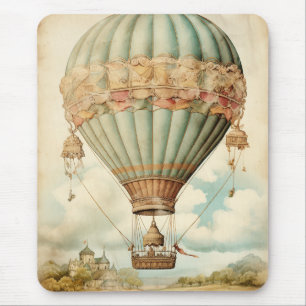 Steampunk Blauwe Hete Luchtballon Muismat