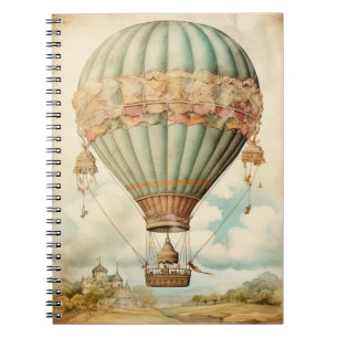 Steampunk Blauwe Hete Luchtballon Notitieboek