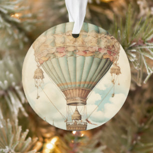  Steampunk Blauwe Hete Luchtballon Ornament