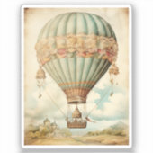  Steampunk Blauwe Hete Luchtballon Sticker (Voorkant)