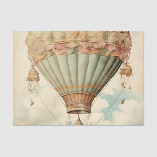  Steampunk Blauwe Hete Luchtballon Tissuepapier (Voorkant)