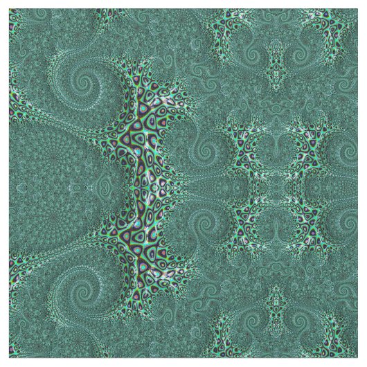 Steampunk Blauwgroen gepotte octopus Fine Fractal  Stof (Close Up)