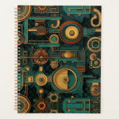 Steampunk Blauwgroen rood goud Planner (Voorkant)