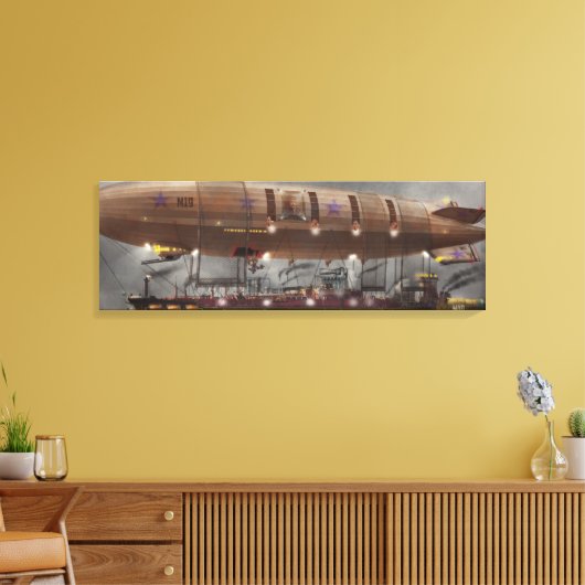 Steampunk - Blimp - Airship Maximus Canvas Afdruk (Insitu (Woonkamer))