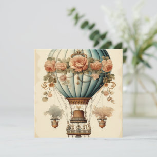  Steampunk Bloemen Blauwe Hete Luchtballon